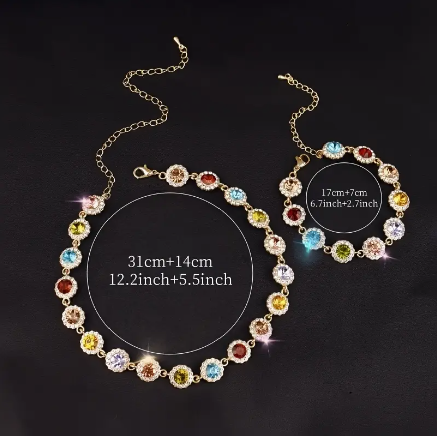 UK Women Ladies Multicolour Fashion Jewelry Gift Set Necklace Drop Earrings NEW3