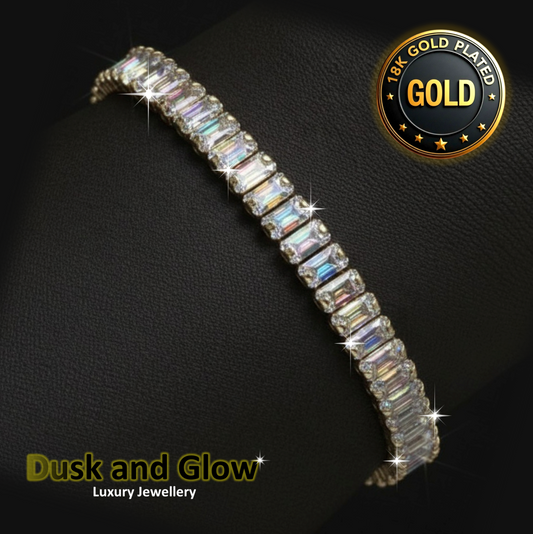 Luxury 18ct Gold Plated Zirconia Bracelet Tennis CZ Crystal Designer Gift NEW UK0