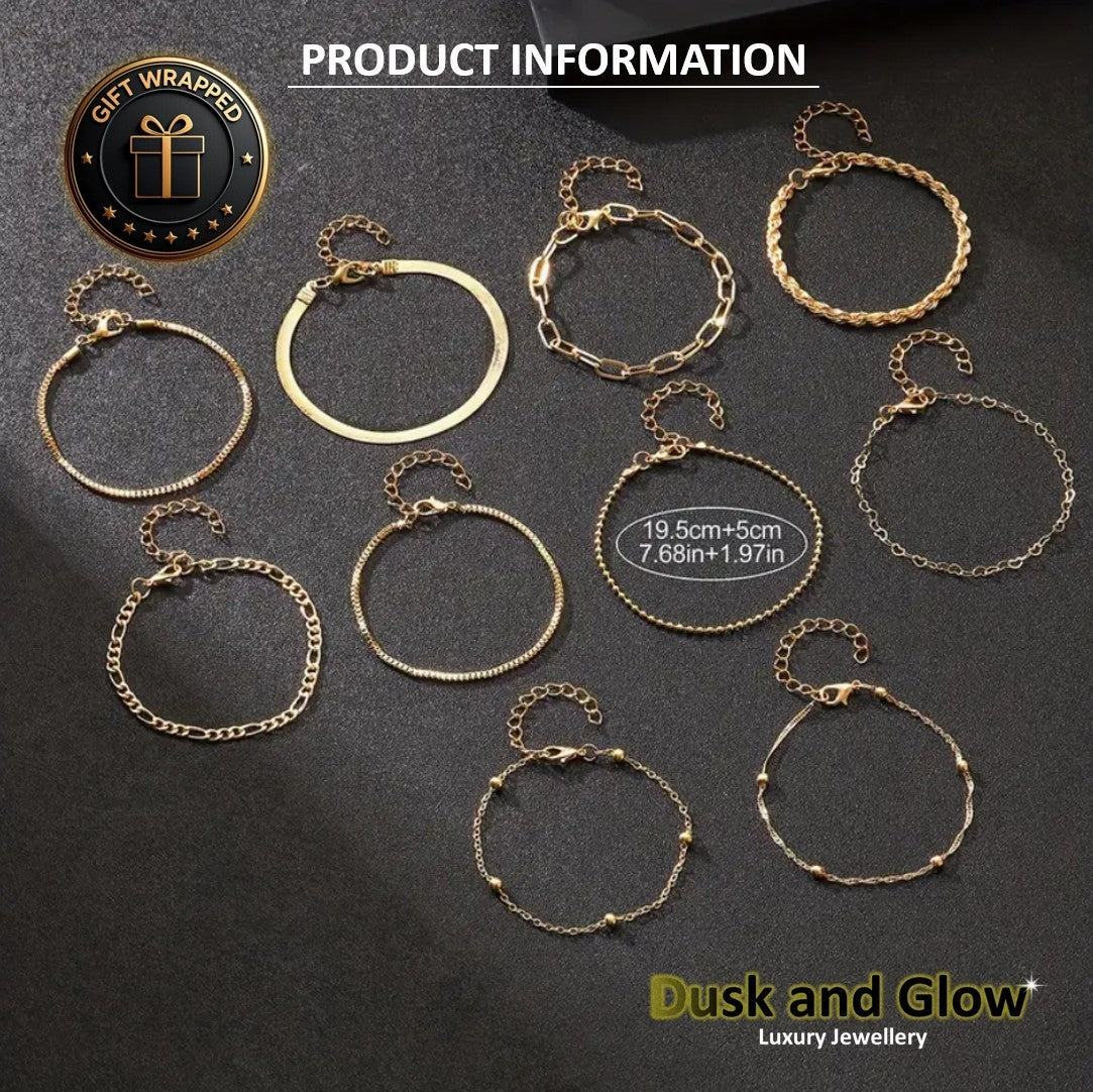 Gold Bracelet Gift Set Chain Simple Holiday Women Ladies Girls Jewellery UK NEW4
