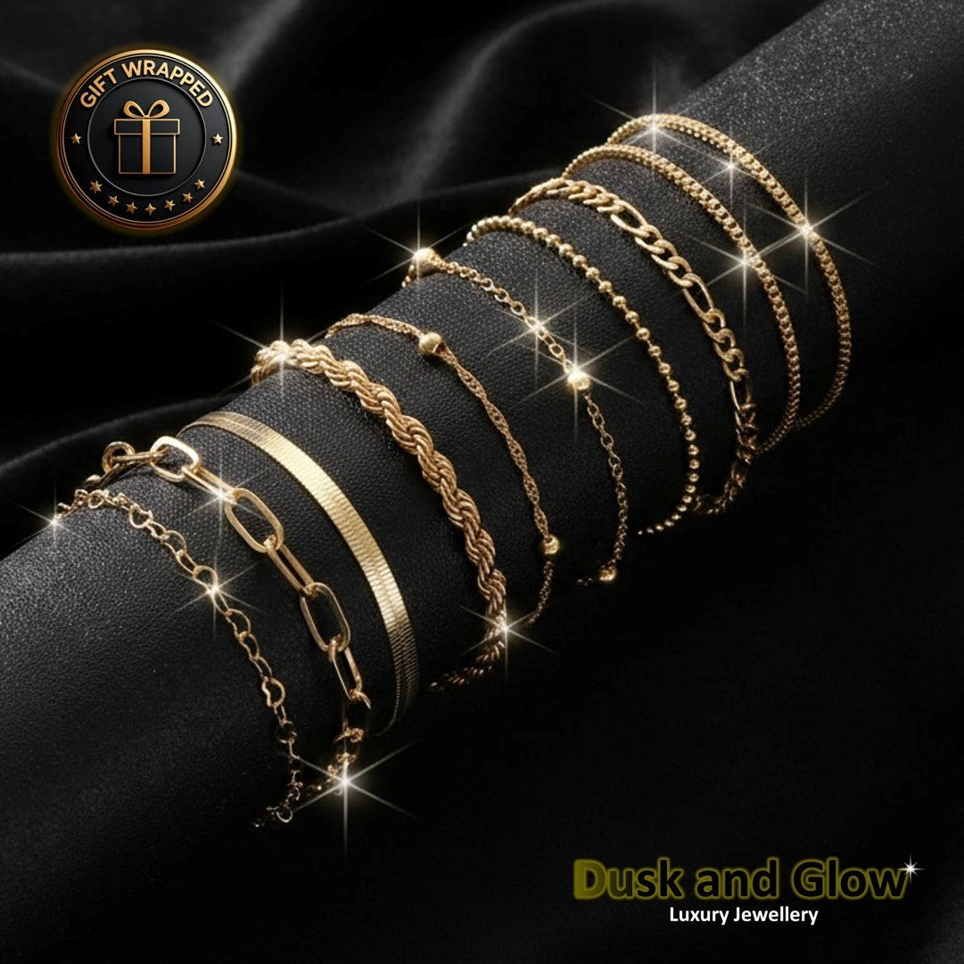 Gold Bracelet Gift Set Chain Simple Holiday Women Ladies Girls Jewellery UK NEW0