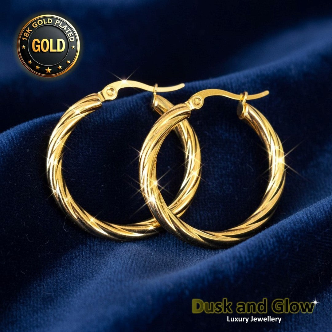 UK Womens Gold Hoop Earrings Genuine 18K Plating Ladies Girls Jewelry Gift NEW1