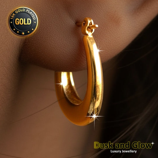UK Womens Gold Hoop Earrings Genuine 18K Plating Ladies Girls Jewelry Gift NEW0