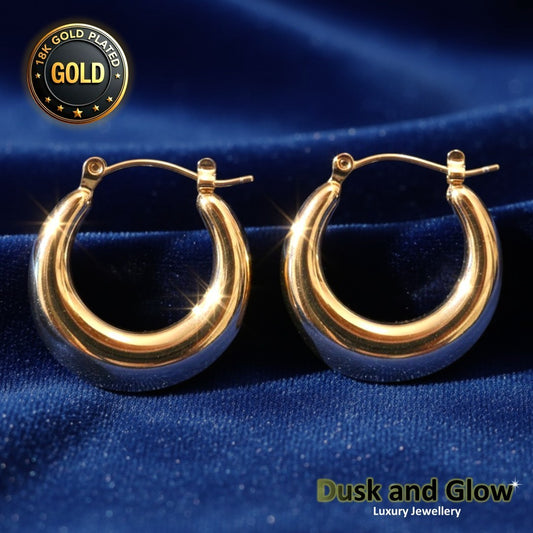 UK Womens Gold Hoop Earrings Genuine 18K Plating Ladies Girls Jewelry Gift NEW0