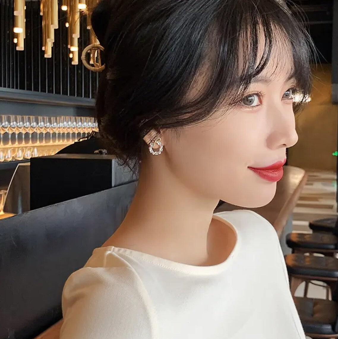 Womens Crystal Pearl Stud Earrings Fashion Ladies Girls Jewellery Gift UK NEW2
