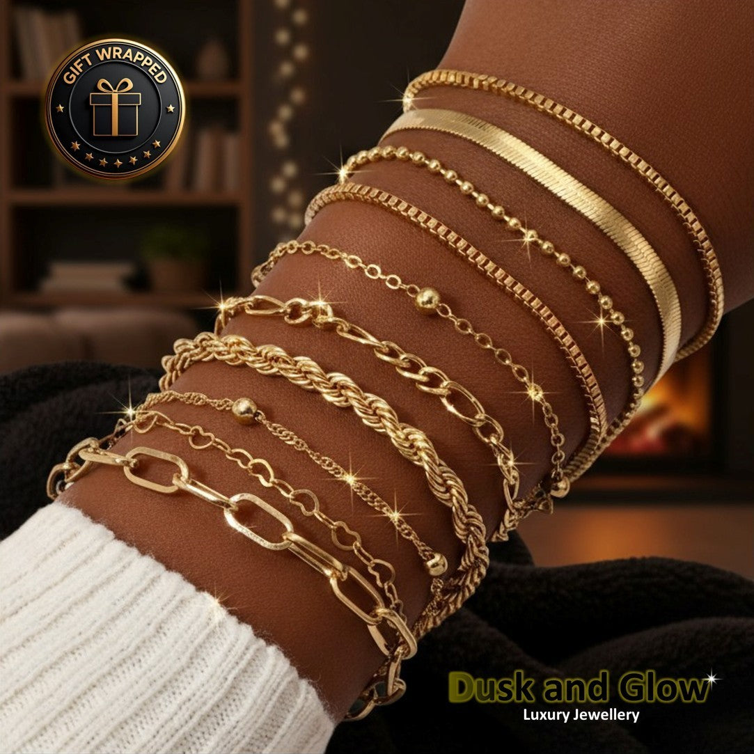 Gold Bracelet Gift Set Chain Simple Holiday Women Ladies Girls Jewellery UK NEW2