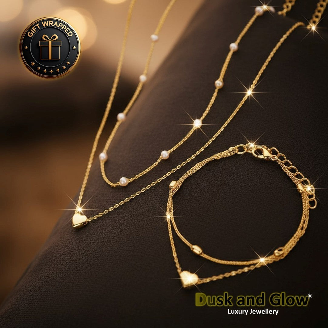 Women Ladies Gold Jewellery Set Necklace Bracelet Fashion Girls Gift UK NEW3