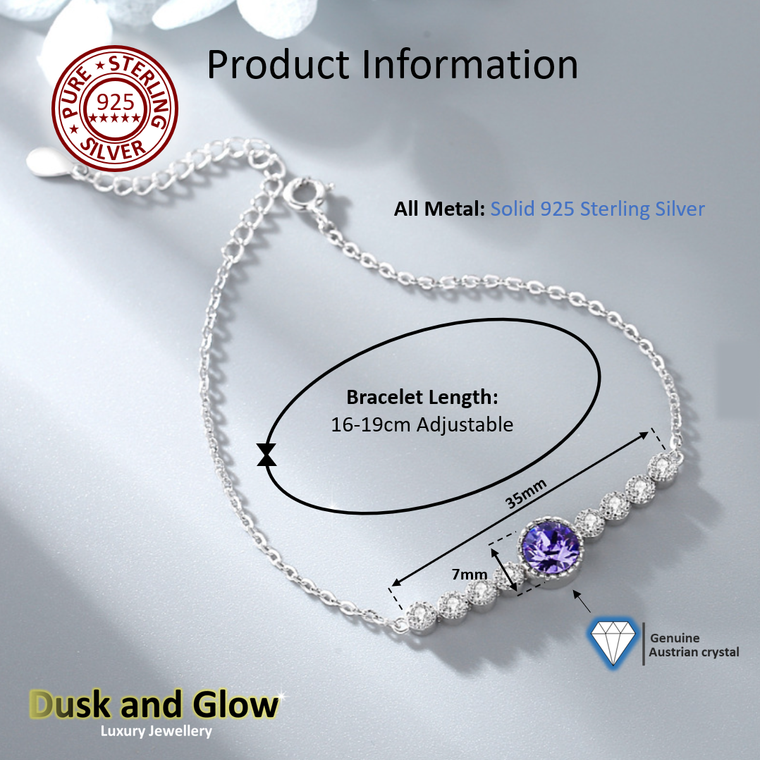 Solid 925 Sterling Silver Bracelet Crystal Luxury Women Ladies Girls Gift UK NEW4